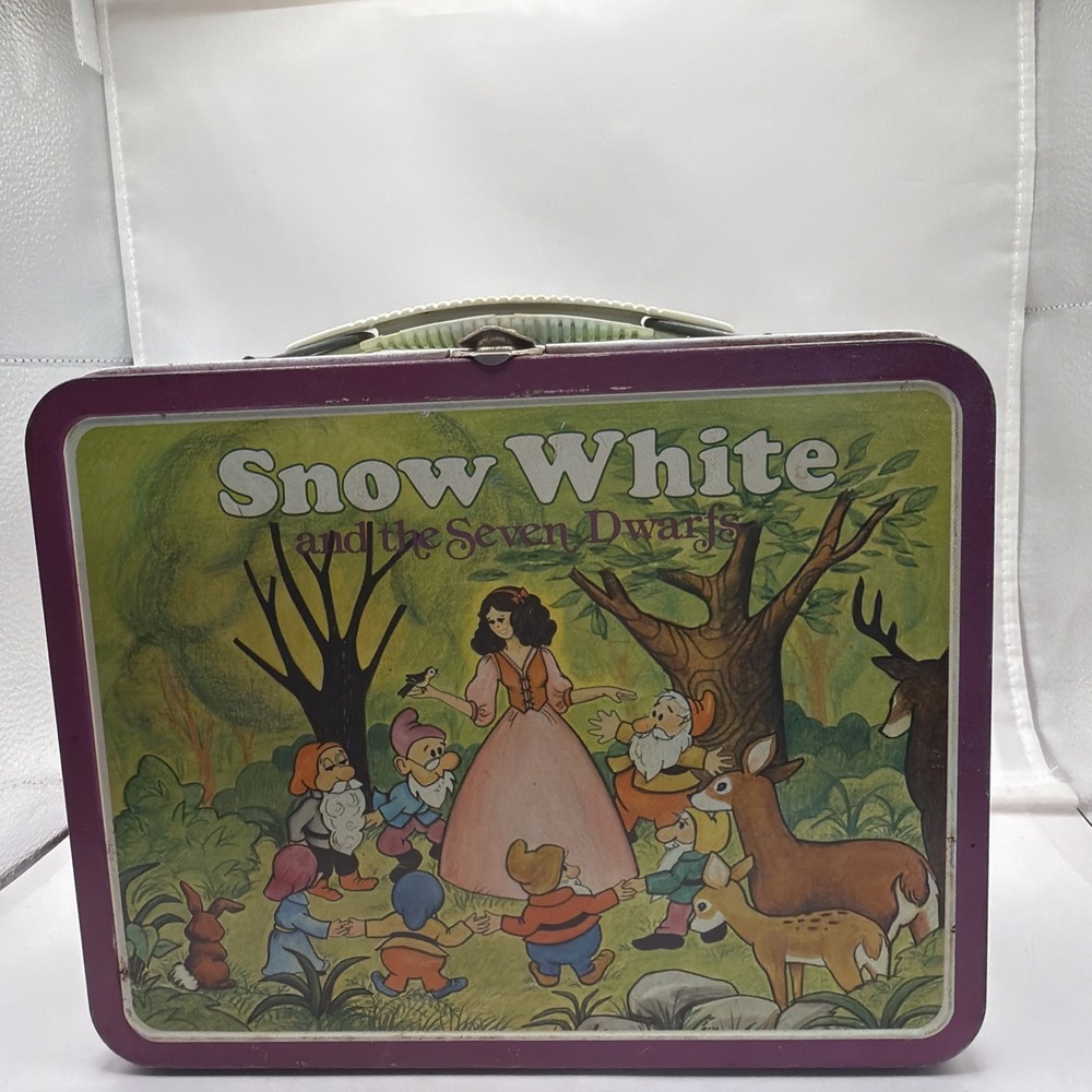 1980 OHIO ART--SNOW WHITE AND THE SEVEN DWARFS--METAL LUNCHBOX (LOOK) - Picture 3 of 8